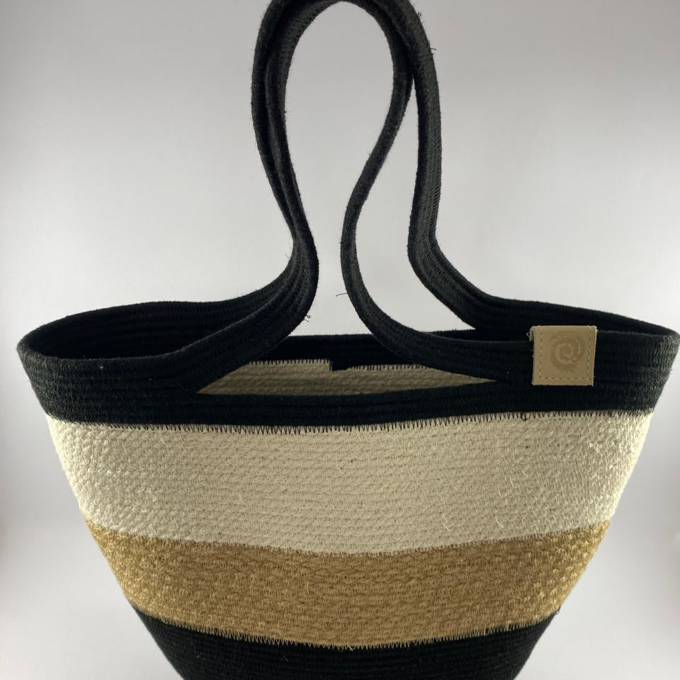 Tote Small: Black | Jute | Ivory