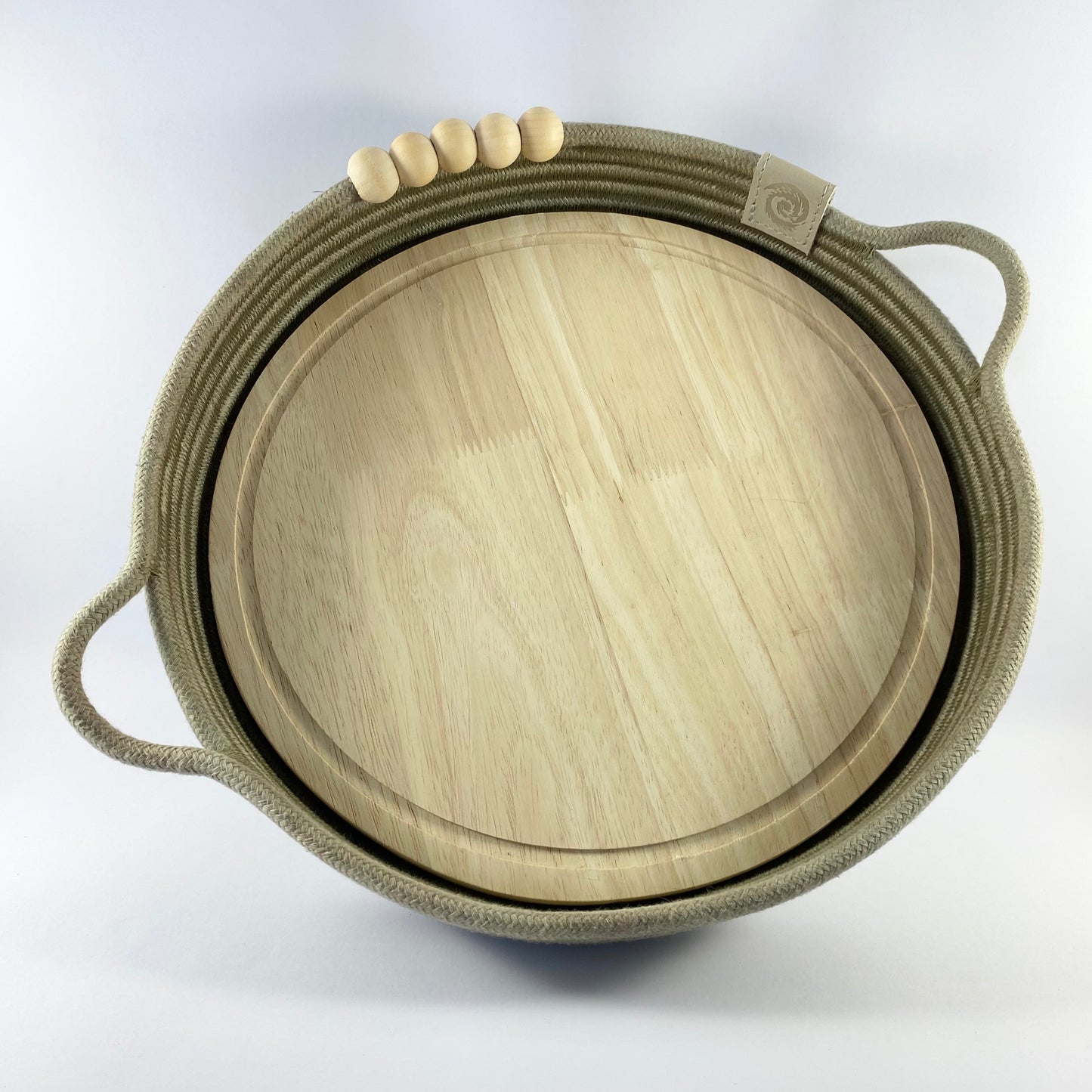 Hoop Tray with Handles & Serving Board: Limestone