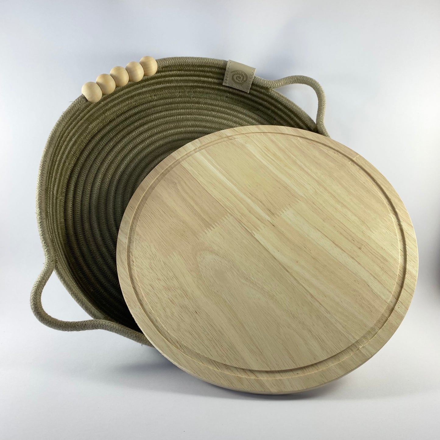 Hoop Tray with Handles & Serving Board: Limestone