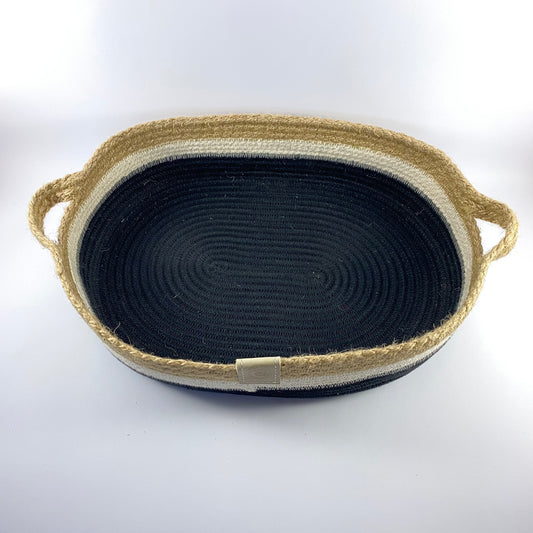 Oval Basket: Black | Ivory | Jute
